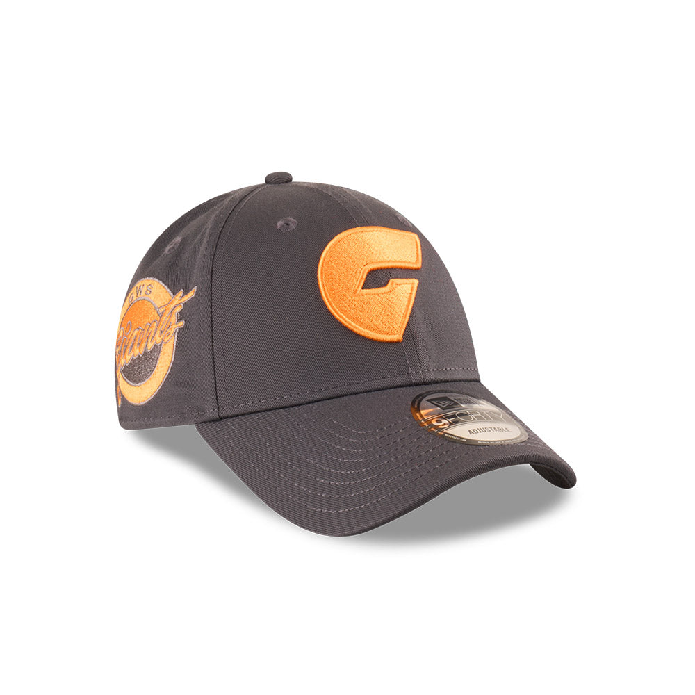 Greater Western Sydney Giants Youth Hat - AFL 2025 Badged Grey OTC 9Forty Kids Strapback Cap - New Era